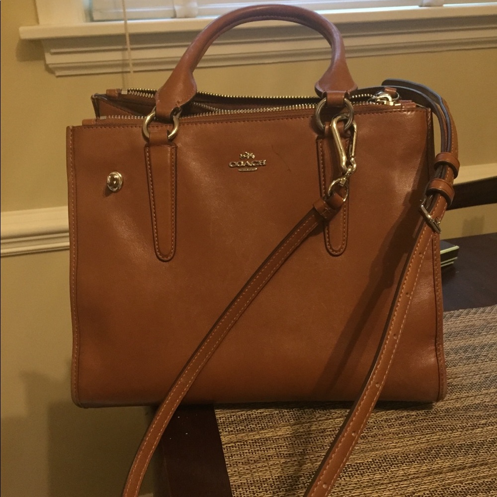 COACH Leather Tote with Crossbody Strap